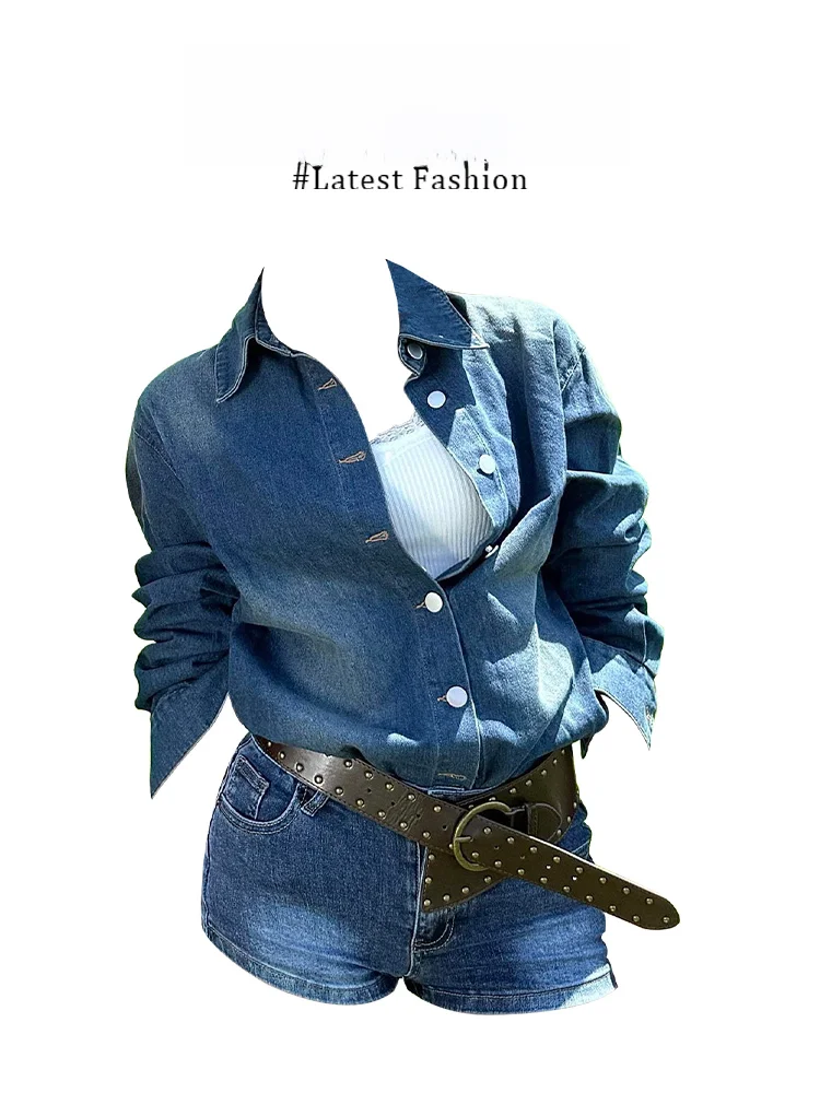 American Design Style Women's Long Sleeve Denim Shirt Jacket Top And Bottom Set Fashionable Versatile Autumn Outfit Two-Piece...
American Design Style Women's Long Sleeve Denim Shirt Jacket Top And Bottom Set Fashionable Versatile Autumn Outfit Two-Piece...