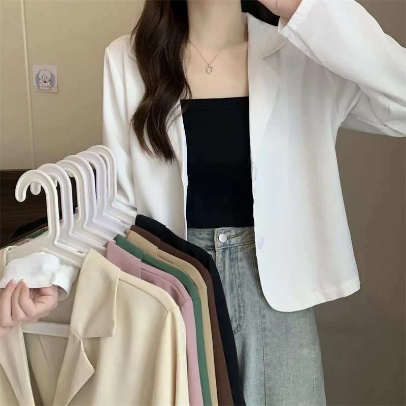 Lucyever Summer Thin Cropped Blazers Women Korean Style All-Match Single-Breasted Coats Female Solid Temperament Hot Sale Jacket
Lucyever Summer Thin Cropped Blazers Women Korean Style All-Match Single-Breasted Coats Female Solid Temperament Hot Sale Jacket