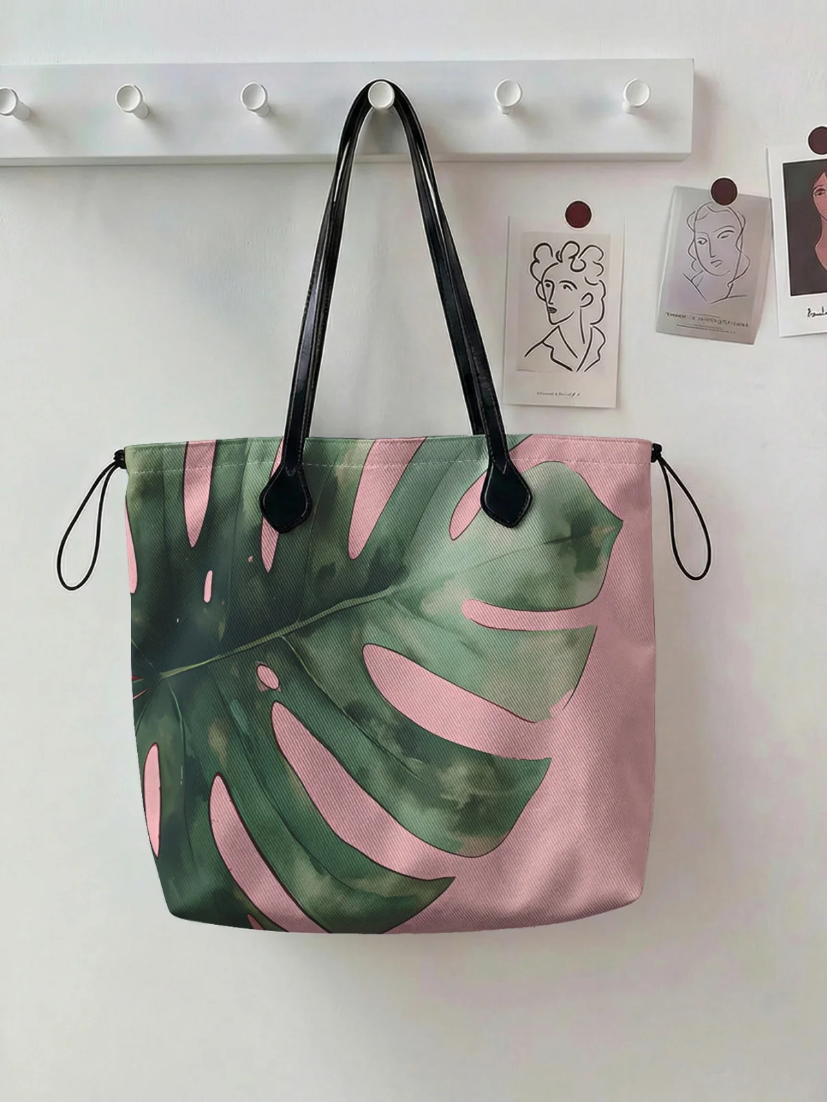 Plant printed handbag for women, large capacity leather handle shopping bag, casual shoulder bag
Plant printed handbag for women, large capacity leather handle shopping bag, casual shoulder bag