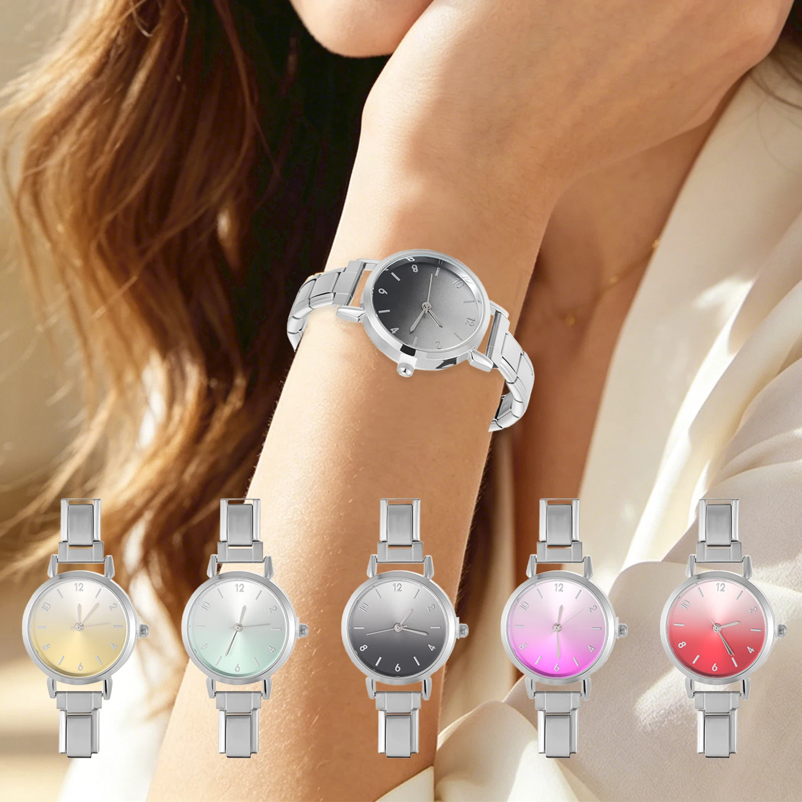 New Y2K Round Gradient Color Watch Dial High Quality Stainless Steel Watch Bracelet DIY 9MM Charm Bangle Jewelry Gifts
New Y2K Round Gradient Color Watch Dial High Quality Stainless Steel Watch Bracelet DIY 9MM Charm Bangle Jewelry Gifts