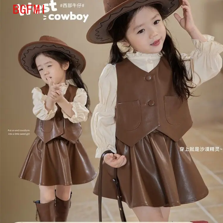 Baby Girls Leather Clothing Set Fashion Spring Autumn Children Clothing Long Sleeved Blouse Vest Skirt 3pcs Set Girl's Outfit
Baby Girls Leather Clothing Set Fashion Spring Autumn Children Clothing Long Sleeved Blouse Vest Skirt 3pcs Set Girl's Outfit