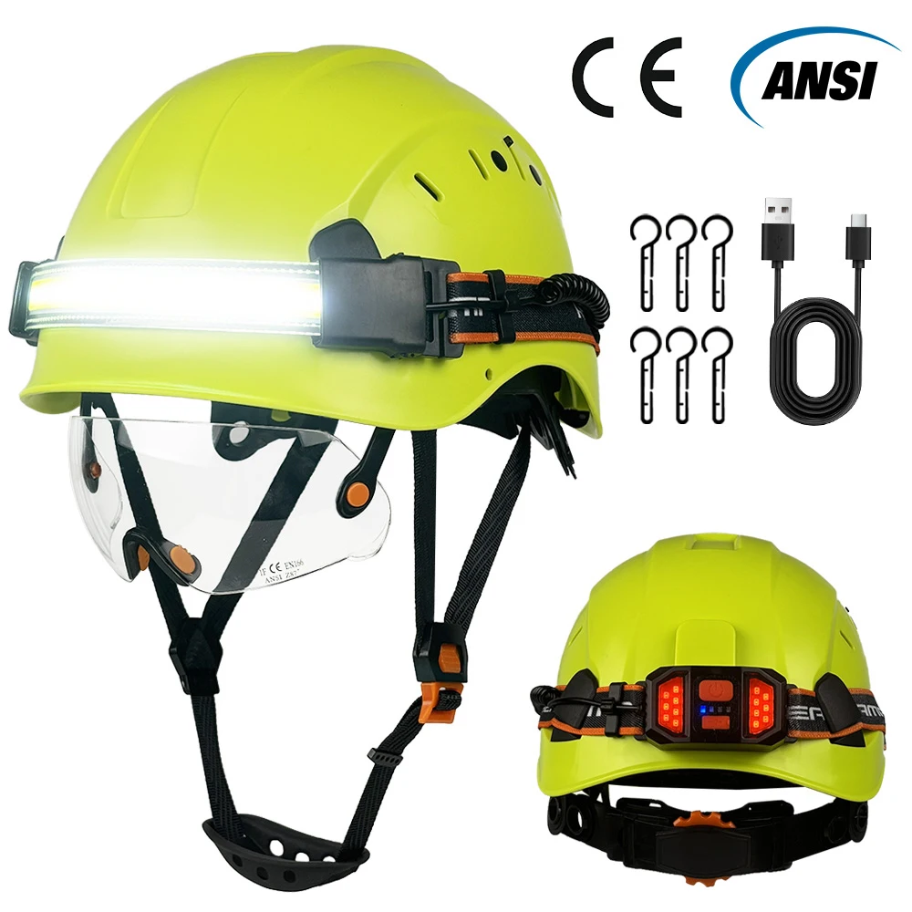 CE Construction Safety Helmet W/ Built-in goggles LED Lamp Strip Set ABS Hard Hat Outdoor Nighttime Safety Work Safety Cap ANSI
CE Construction Safety Helmet W/ Built-in goggles LED Lamp Strip Set ABS Hard Hat Outdoor Nighttime Safety Work Safety Cap ANSI