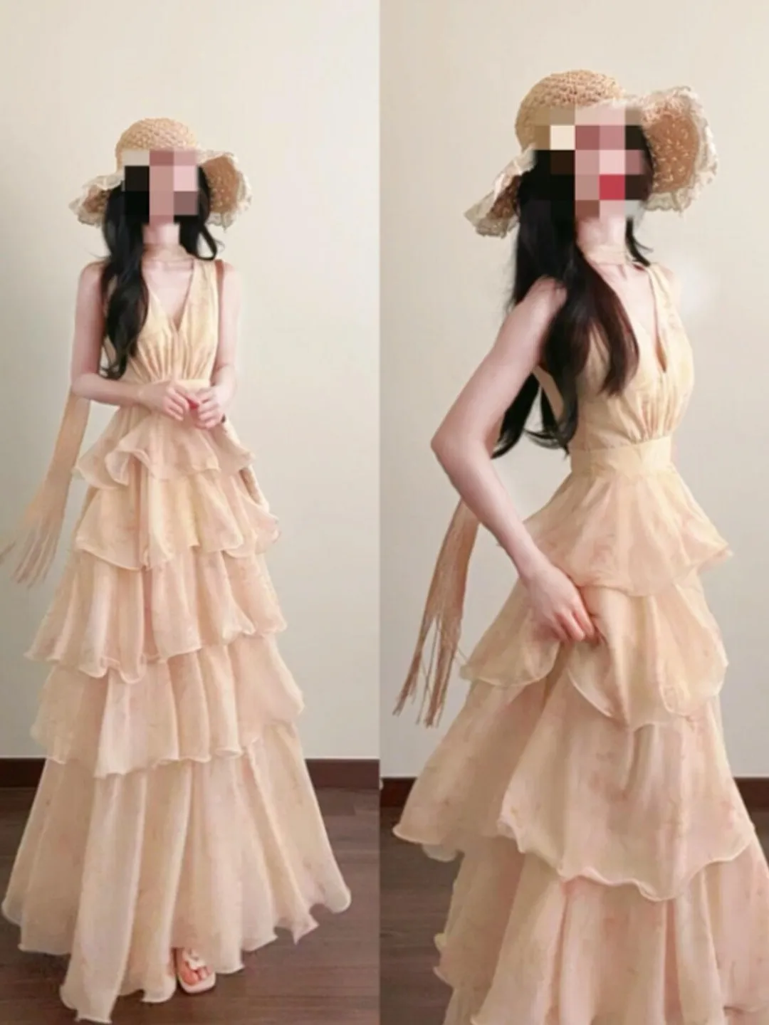 Beach Ready V-Neck Halter Dress Elegant Unique Cake Skirt Long Summer Gown Soft Cotton No-Sleeve High-Waisted Women's Dress
Beach Ready V-Neck Halter Dress Elegant Unique Cake Skirt Long Summer Gown Soft Cotton No-Sleeve High-Waisted Women's Dress