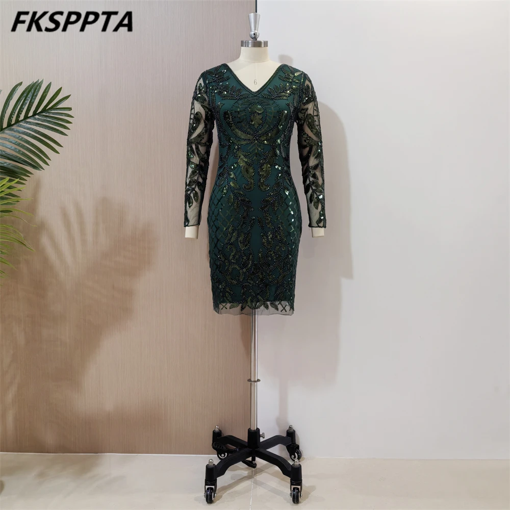 Full Sleeves Short Green 2024 Evening Dress Chic Beading Sequin Sheath Plus Size Women Formal Gowns For Prom Party In Stock
Full Sleeves Short Green 2024 Evening Dress Chic Beading Sequin Sheath Plus Size Women Formal Gowns For Prom Party In Stock