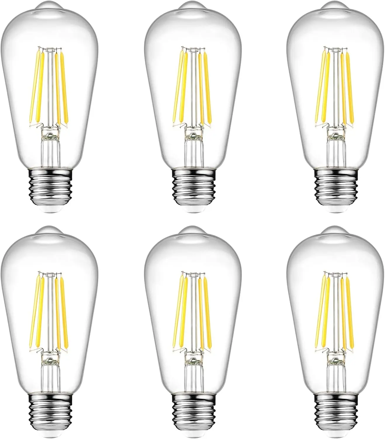 Vintage LED Edison Bulbs, 6W (60W Equivalent), Cool White 4000K, ST58, 80+ CRI, E26, 6-Pack
Vintage LED Edison Bulbs, 6W (60W Equivalent), Cool White 4000K, ST58, 80+ CRI, E26, 6-Pack