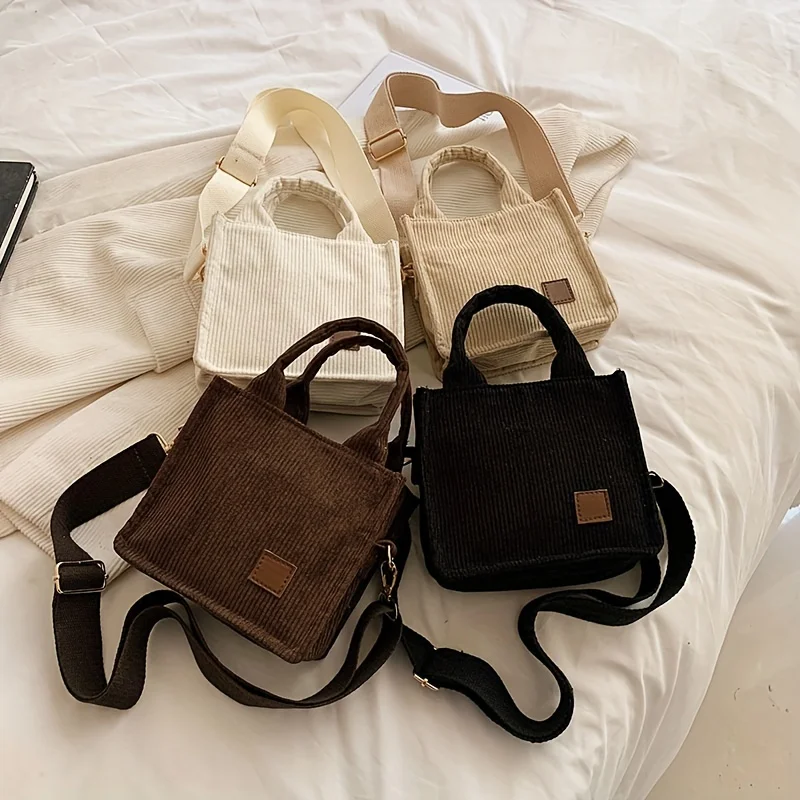 Corduroy Tote Bag, Stylish Daily Crossbody Bag, Women's Mini Top Handle Purse
Corduroy Tote Bag, Stylish Daily Crossbody Bag, Women's Mini Top Handle Purse