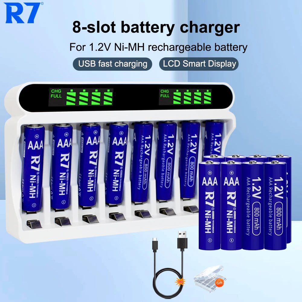 R7 1.2V Ni-MH rechargeable AAA battery 800mAh 3a with LCD Fast 1.2V AA/AAA Charger
R7 1.2V Ni-MH rechargeable AAA battery 800mAh 3a with LCD Fast 1.2V AA/AAA Charger