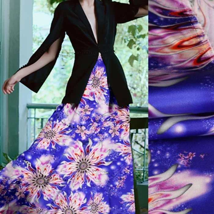 118CM Wide 19MM 93% Silk & 7% Spandex Pink Floral Blue Stretch Silk Satin Fabric for Summer Dress Shirt Clothes Cheongsam D844
118CM Wide 19MM 93% Silk & 7% Spandex Pink Floral Blue Stretch Silk Satin Fabric for Summer Dress Shirt Clothes Cheongsam D844