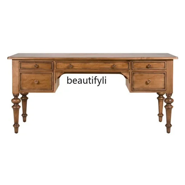 K185 French Retro Desk Solid Wood American Style Black Mid-Ancient Style Study Large Long Desk Villa Carved Light Luxury Compute
K185 French Retro Desk Solid Wood American Style Black Mid-Ancient Style Study Large Long Desk Villa Carved Light Luxury Compute