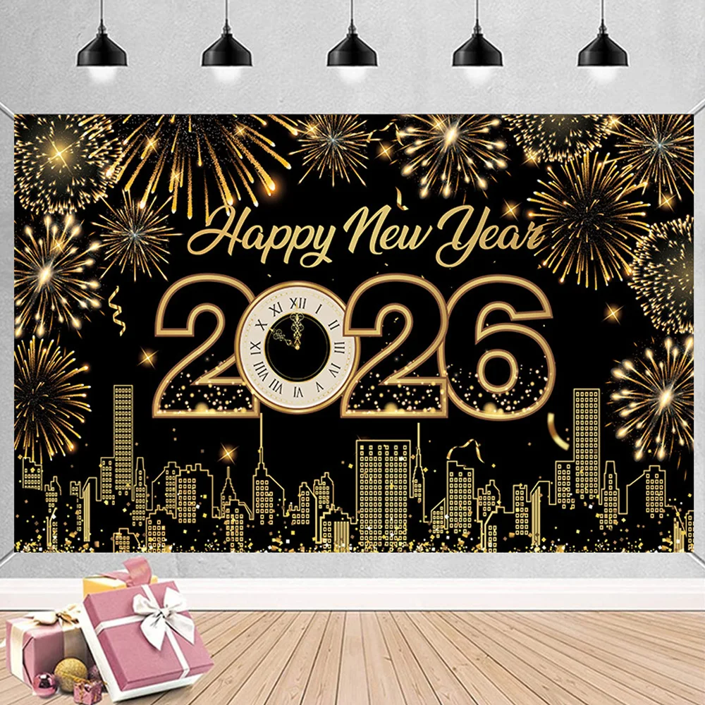 72x44in 2026 Happy New Year Backdrops Black Gold Glitter Champagne Balloon Photography Background, Party Family Decoration Banne
72x44in 2026 Happy New Year Backdrops Black Gold Glitter Champagne Balloon Photography Background, Party Family Decoration Banne