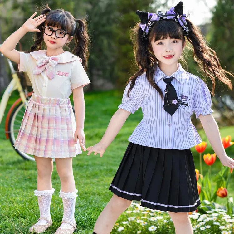 Детская рубашка с героями мультфильмов Sanrio Kuromi для девочек + комплект с плиссированной юбкой в клетку, милые тематические школьные наряды, модная плиссированная юбка в стиле принцессы
Детская рубашка с героями мультфильмов Sanrio Kuromi для девочек + комплект с плиссированной юбкой в клетку, милые тематические школьные наряды, модная плиссированная юбка в стиле принцессы