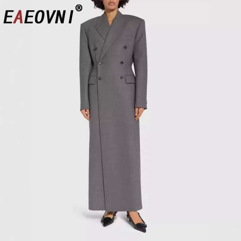 EAEOVNI 2025 Fashion Gary Long Jacket Blazer For Women Notched Collar Double Breasted Gathered Waist Coat Office Lady 1A561
EAEOVNI 2025 Fashion Gary Long Jacket Blazer For Women Notched Collar Double Breasted Gathered Waist Coat Office Lady 1A561