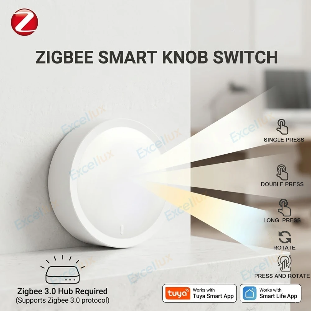 Tuya ZigBee Knob Switch Wireless Scene Button Rotatable Dimmer Controller Switch Remoter Smart Life Automation Scenarios Linkage
Tuya ZigBee Knob Switch Wireless Scene Button Rotatable Dimmer Controller Switch Remoter Smart Life Automation Scenarios Linkage
