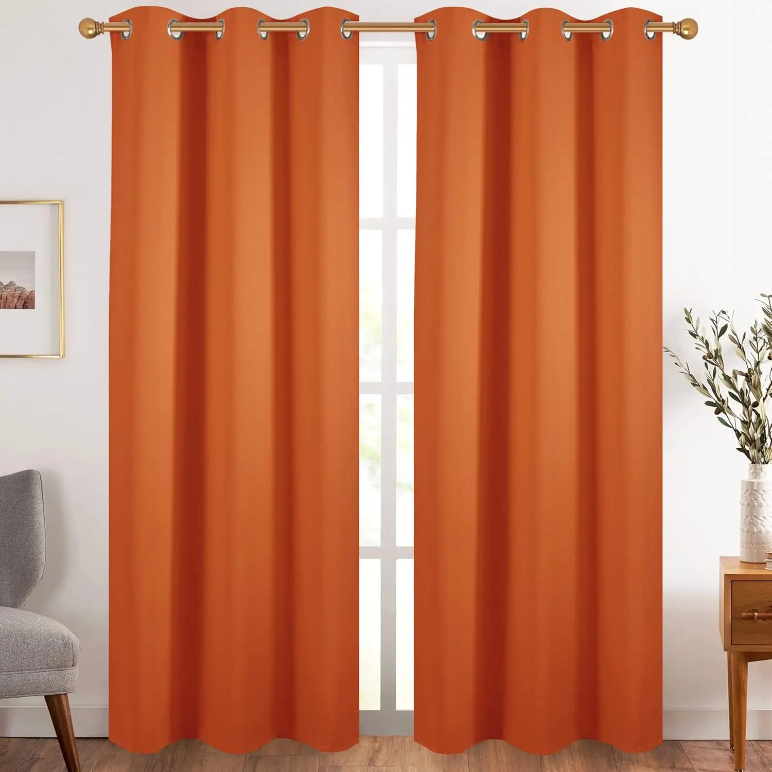 Orange Grommet Blackout Curtains for Bedroom Thermal Insulated Room Darkening Curtains Drapes, 42 x 84 inch, 2 Panels
Orange Grommet Blackout Curtains for Bedroom Thermal Insulated Room Darkening Curtains Drapes, 42 x 84 inch, 2 Panels