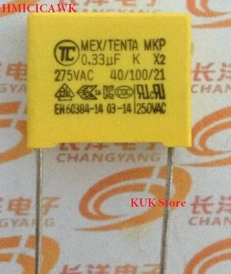 Оригинальный 100% новый MKP 0,33 UF K X2 334K 275V, шаг ноги = 15 мм 10 шт. ~ 50 шт.
Оригинальный 100% новый MKP 0,33 UF K X2 334K 275V, шаг ноги = 15 мм 10 шт. ~ 50 шт.