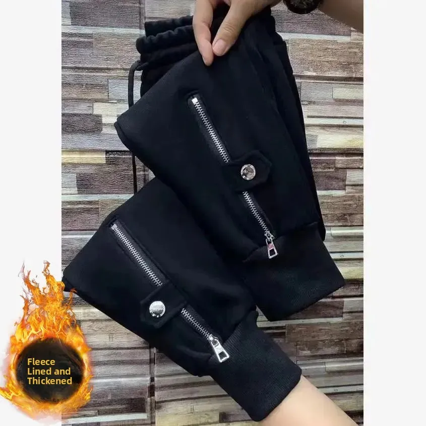 High Waist Zipper Trousers Women's Fce Lined Casual Sweatpants Harlan Sle Long Pants Commute Sle Korean Version
High Waist Zipper Trousers Women's Fce Lined Casual Sweatpants Harlan Sle Long Pants Commute Sle Korean Version