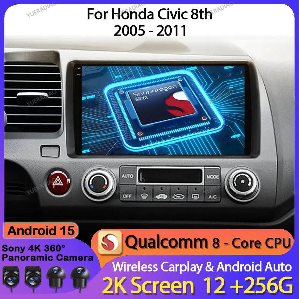 Автомобильный радиоприемник Android 15 для Honda Civic 8 2005 2006-2011 мультимедийный видеоплеер головное устройство 4G WIFI QLED GPS NAVI BT Qualcomm
Автомобильный радиоприемник Android 15 для Honda Civic 8 2005 2006-2011 мультимедийный видеоплеер головное устройство 4G WIFI QLED GPS NAVI BT Qualcomm