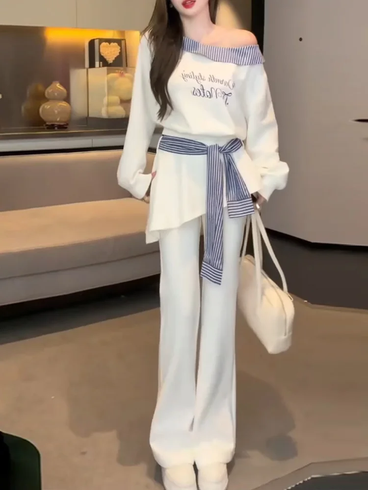 Spring Youthful Korean Style Letter Print Collar Wide Leg Pants Two Piece Set Breathable Casual Wear for Women in Their 20s-30s
Spring Youthful Korean Style Letter Print Collar Wide Leg Pants Two Piece Set Breathable Casual Wear for Women in Their 20s-30s