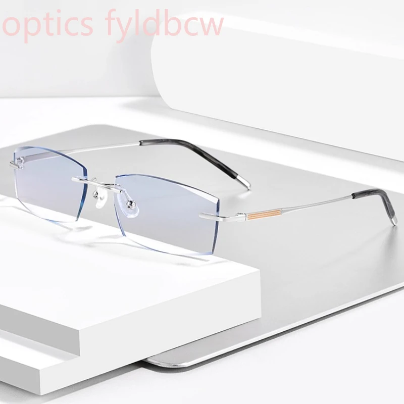 Anti-Blue Light Glasses for Men with Myopia, Rimless Edge-Cut Fashion Decorative Frame, Optical Prescription Customization 
Anti-Blue Light Glasses for Men with Myopia, Rimless Edge-Cut Fashion Decorative Frame, Optical Prescription Customization