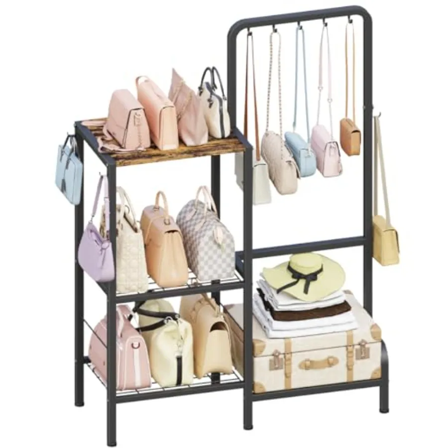 Floor-Standing 3-Tier Purse Organizer High-Capacity Bag Holder with 8 Hooks Multi-Functional Purse Rack for Various Bags Handba
Floor-Standing 3-Tier Purse Organizer High-Capacity Bag Holder with 8 Hooks Multi-Functional Purse Rack for Various Bags Handba