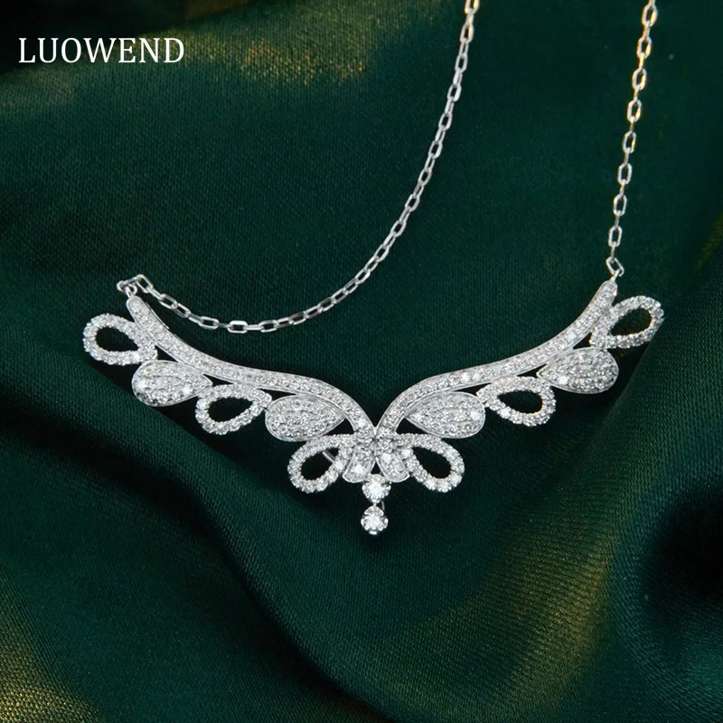 LUOWEND 18K White Gold Necklace Luxury Angel Wings Design 1.06carat Real Natural Diamond Pendant Necklace for Women Engagement
LUOWEND 18K White Gold Necklace Luxury Angel Wings Design 1.06carat Real Natural Diamond Pendant Necklace for Women Engagement