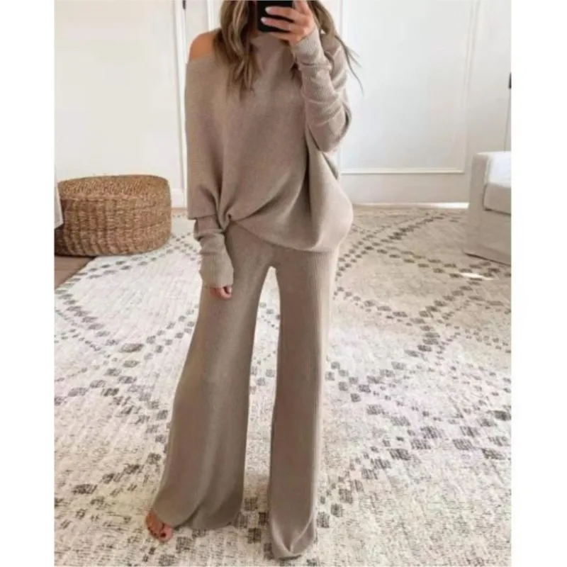 2024 Women's New Casual Solid Fashion One Shoulder Sexy Off Shoulder Comfortable Winter Autumn Women's Knitted Wide Leg Pant Set
2024 Women's New Casual Solid Fashion One Shoulder Sexy Off Shoulder Comfortable Winter Autumn Women's Knitted Wide Leg Pant Set