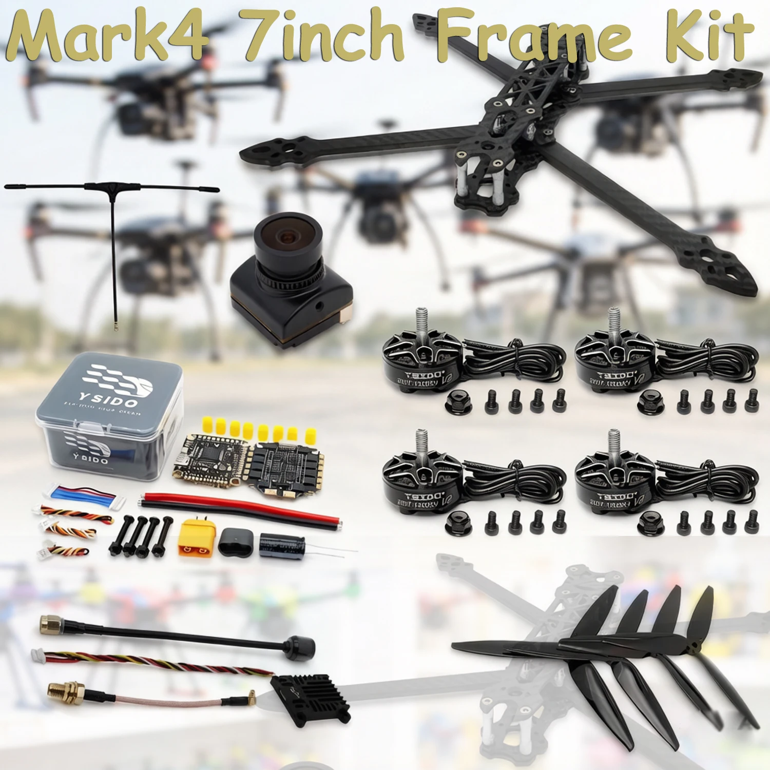 Mark4 7inch Frame Kit Flight Control F405 V3 60A ESC Stack 2807 1300KV Motor 7040 Propeller 2.5W VTX for RC FPV Racing Drones
Mark4 7inch Frame Kit Flight Control F405 V3 60A ESC Stack 2807 1300KV Motor 7040 Propeller 2.5W VTX for RC FPV Racing Drones