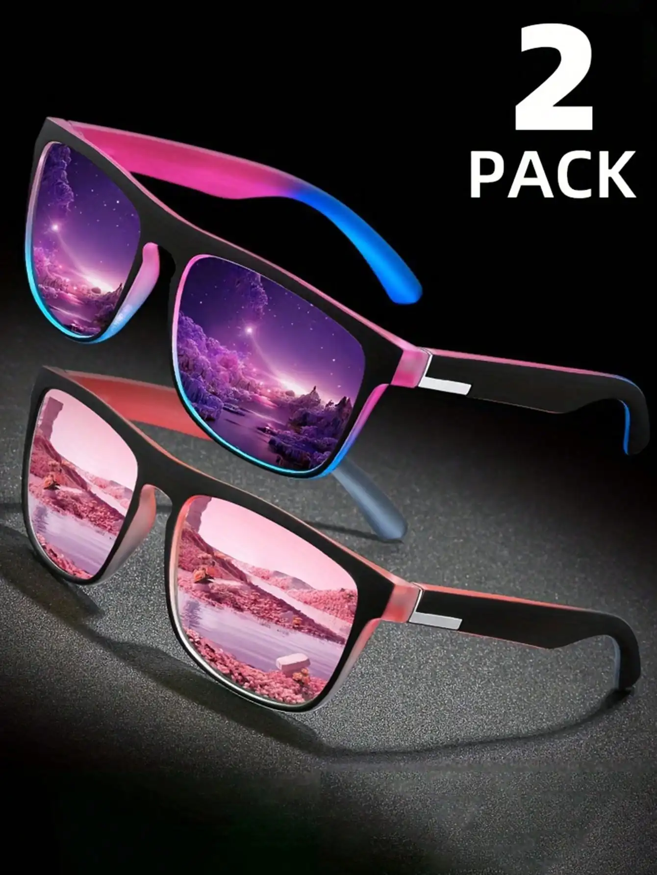 2 Pack Polarized Sunglasses With Square Frame Multi Color Lens For Outdoor Sports Casual
2 Pack Polarized Sunglasses With Square Frame Multi Color Lens For Outdoor Sports Casual