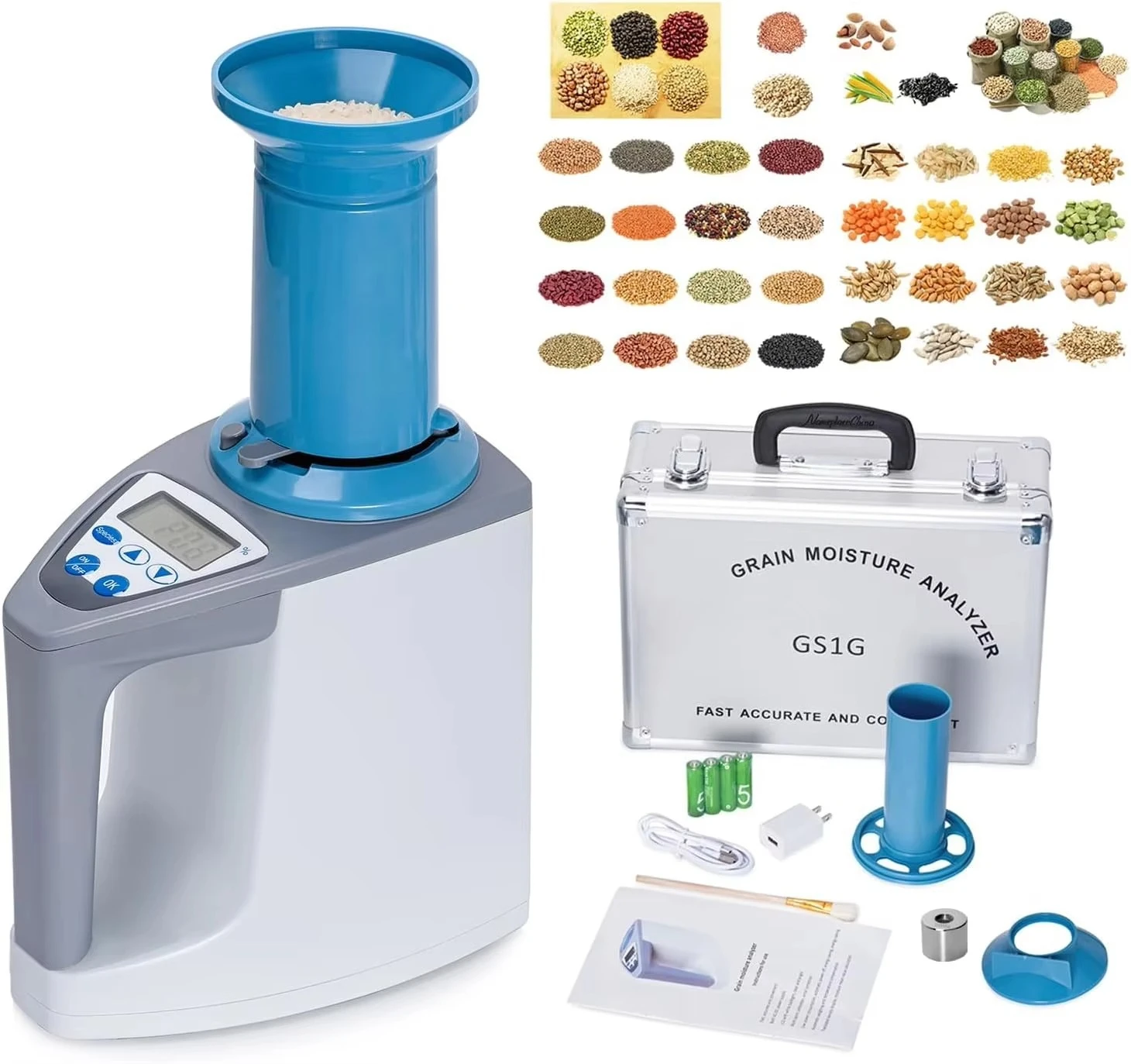 Moisture Tester Portable Grain Moisture Meter Analyzer Digital Grain LCD Display Crop Moisture Meter
Moisture Tester Portable Grain Moisture Meter Analyzer Digital Grain LCD Display Crop Moisture Meter