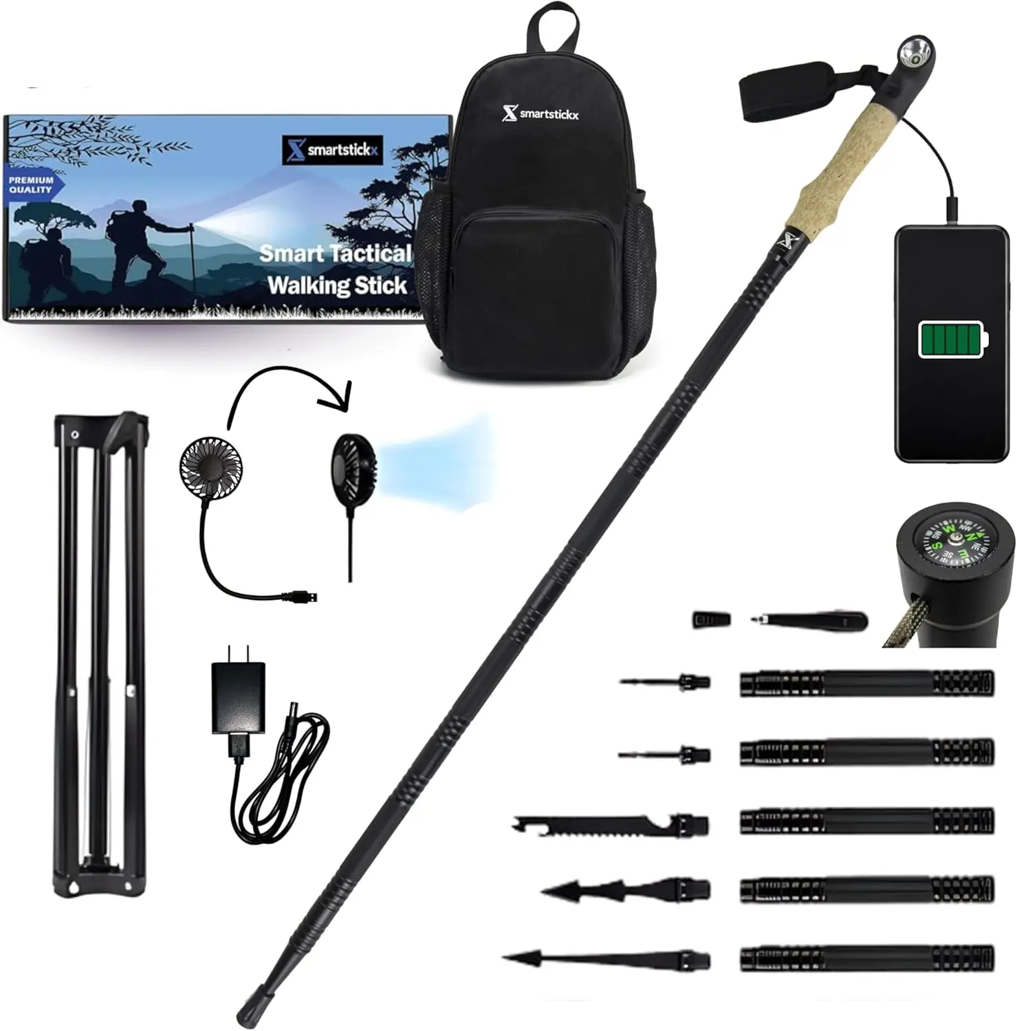 Collapsible Tactical Walking Stick with LED Light, USB Charging, Cork Grip – Aircraft Aluminum Trekking Pole for Hiking, Camping
Collapsible Tactical Walking Stick with LED Light, USB Charging, Cork Grip – Aircraft Aluminum Trekking Pole for Hiking, Camping