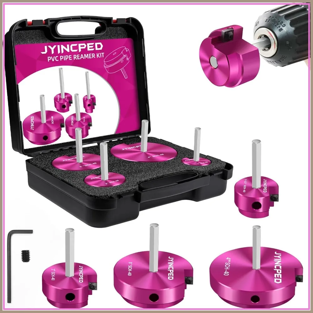 4 Pcs PVC Reamer Kit, Fitting Saver Socket Set for Plumbing, 1-1/2 to 4 Inch, for Sch.40 CPVC ABS, Fits 1/2" Drills
4 Pcs PVC Reamer Kit, Fitting Saver Socket Set for Plumbing, 1-1/2 to 4 Inch, for Sch.40 CPVC ABS, Fits 1/2" Drills