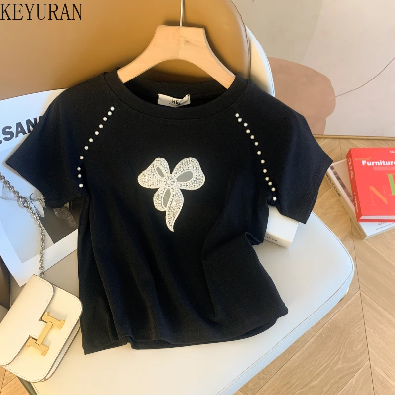 2024 Summer Peals Beaded Short Sleeve T Shirts for Women Korean Fashion Simple Versatile Slim Elegant Knitwear Tees Crop Top Y2k
2024 Summer Peals Beaded Short Sleeve T Shirts for Women Korean Fashion Simple Versatile Slim Elegant Knitwear Tees Crop Top Y2k