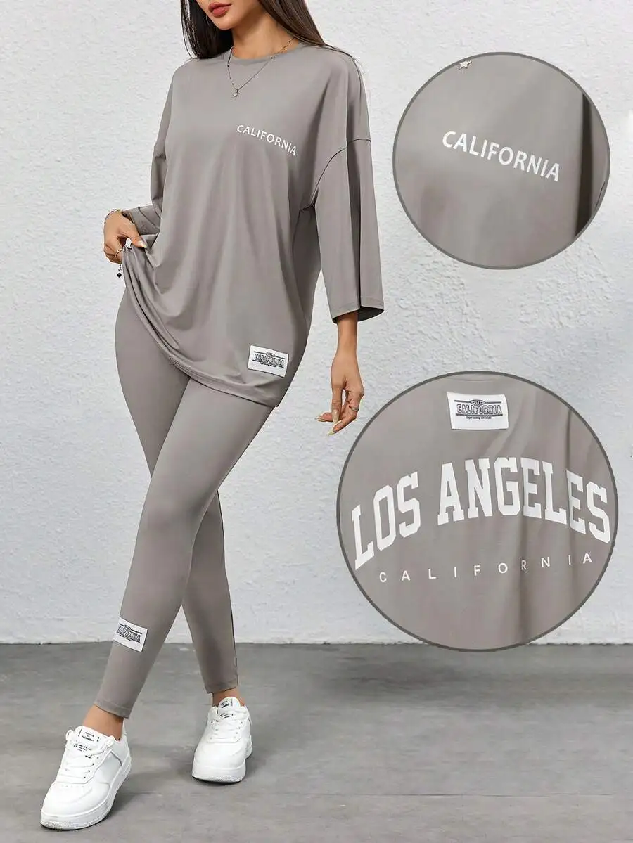 Women Casual Letter Print T-Shirt And Skinny Pants 2 Piece Set Activewear Tracksuit
Women Casual Letter Print T-Shirt And Skinny Pants 2 Piece Set Activewear Tracksuit