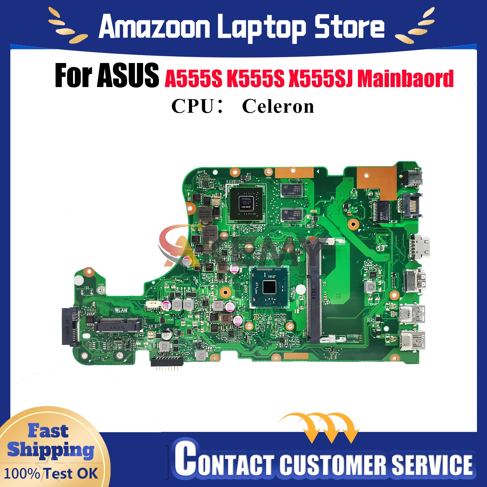 X555SJ Laptop Motherboard For ASUS VivoBook X555SJ K555S X555S A555S Notebook Mainboard With Celeron CPU 100% tests OK fast ship 
X555SJ Laptop Motherboard For ASUS VivoBook X555SJ K555S X555S A555S Notebook Mainboard With Celeron CPU 100% tests OK fast ship