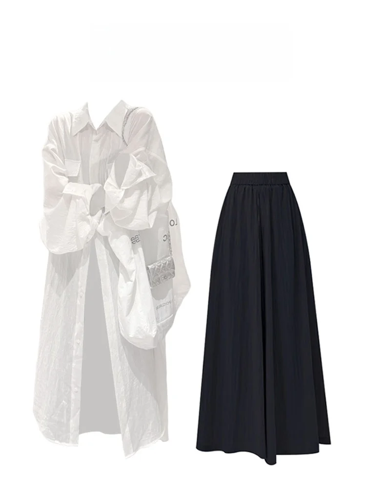 Parkyeon Summer Loose Feel Long Lightweight Breathable Casual Shirt Top And Wide Leg Pants Set Women's Fashion Summer Outfit
Parkyeon Summer Loose Feel Long Lightweight Breathable Casual Shirt Top And Wide Leg Pants Set Women's Fashion Summer Outfit