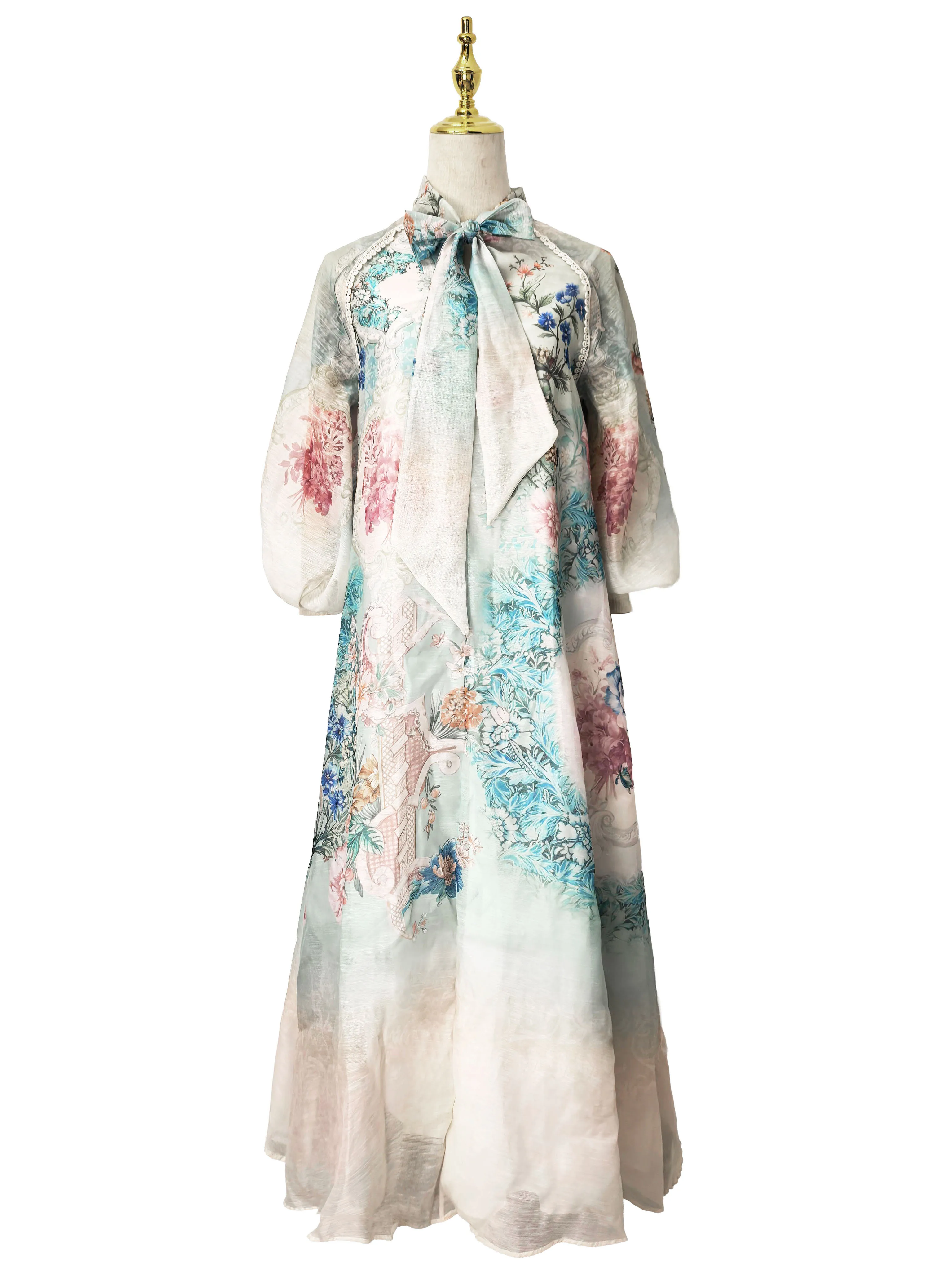 2026 Fashion Runway Long Dress Women's Bow Neck Puff Sleeve Floral Print Loose Robes Holiday Maxi Vestidos
2026 Fashion Runway Long Dress Women's Bow Neck Puff Sleeve Floral Print Loose Robes Holiday Maxi Vestidos