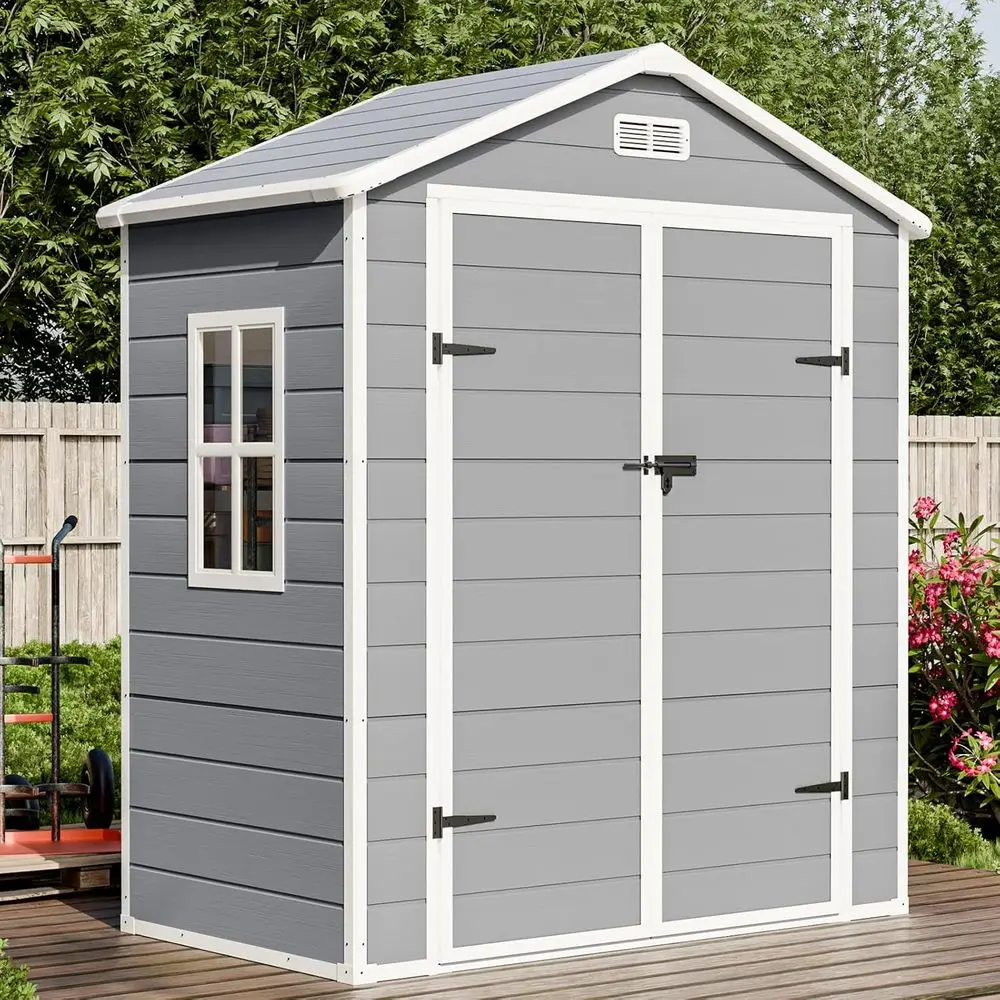 Grey 6x3 ft. Durable Outdoor Storage Shed with Floor, Window, Double Locks & 2 Vents
Grey 6x3 ft. Durable Outdoor Storage Shed with Floor, Window, Double Locks & 2 Vents