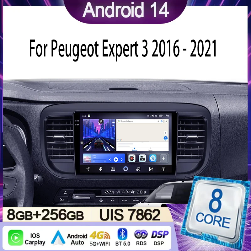 Car Radio For Peugeot Expert 3 2016 - 2021 Multimedia Video Player Navigation Stereo GPS Android 14 wireless Carplay DSP
Car Radio For Peugeot Expert 3 2016 - 2021 Multimedia Video Player Navigation Stereo GPS Android 14 wireless Carplay DSP