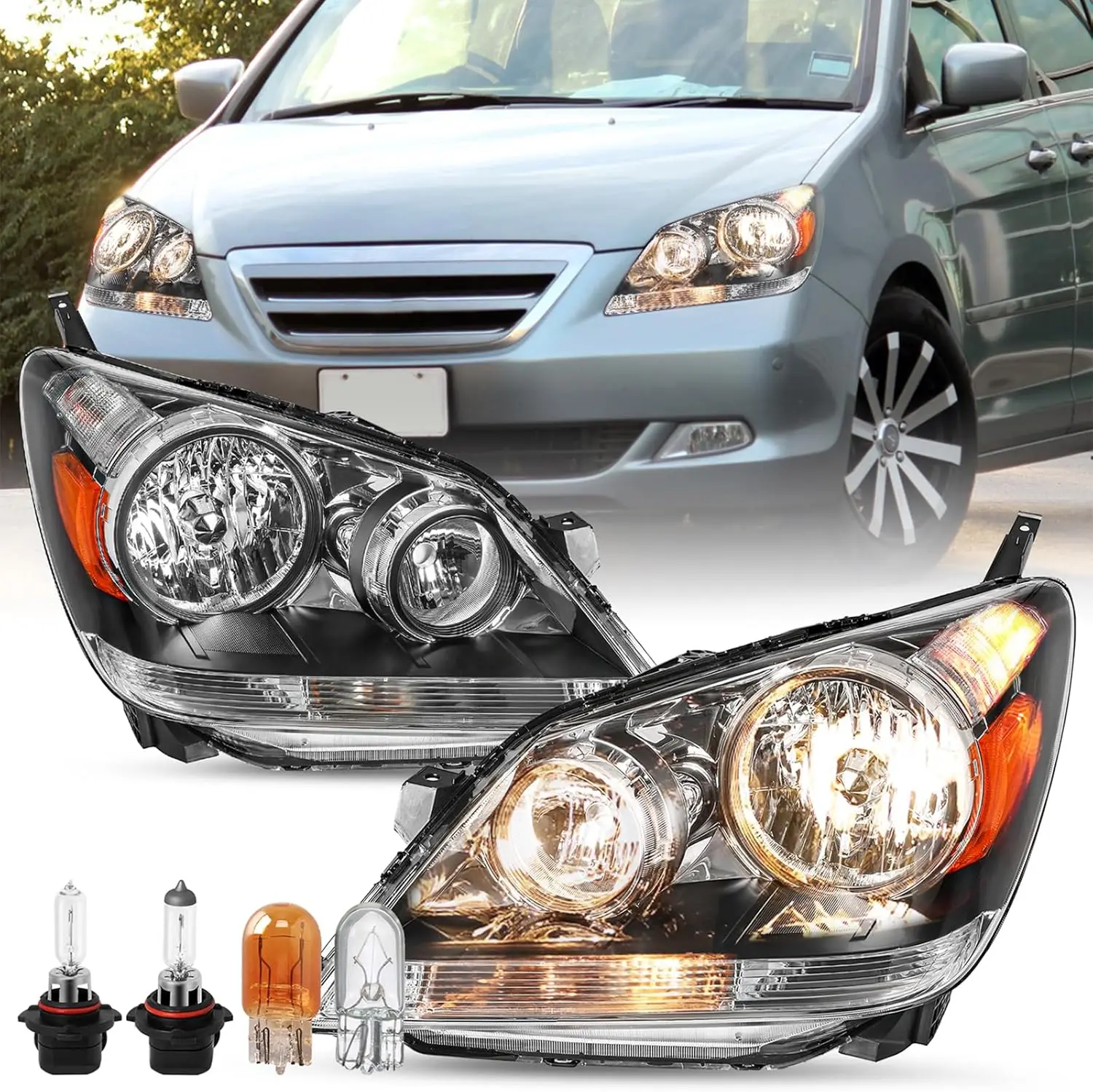Сменная пара фар в сборе с лампочками для галогенных фар Honda Odyssey Factory 2005 2006 2007, (L + R)
Сменная пара фар в сборе с лампочками для галогенных фар Honda Odyssey Factory 2005 2006 2007, (L + R)