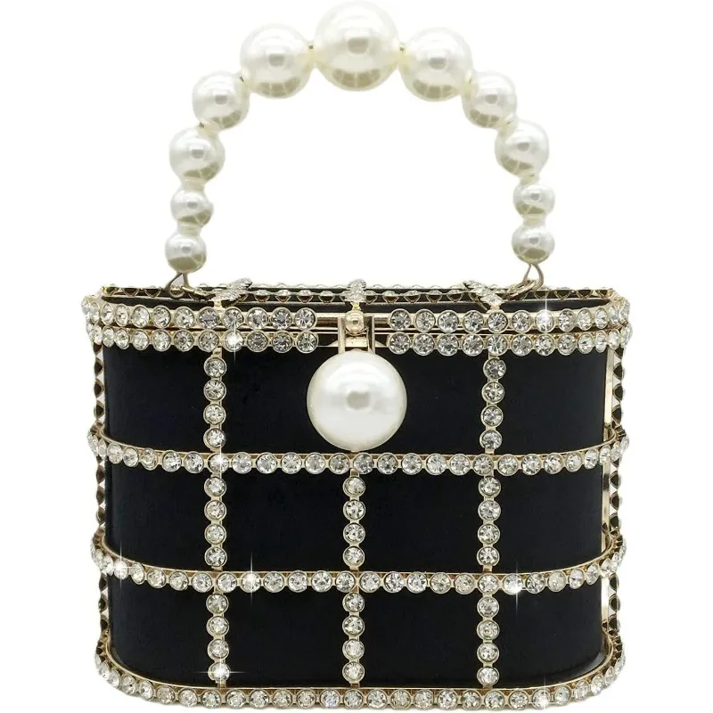 De FGG Elegant Evening Handbag with Pearl Rhinestone Bucket Bag Crystal Clutch Purses for Wedding Party Small Tote
De FGG Elegant Evening Handbag with Pearl Rhinestone Bucket Bag Crystal Clutch Purses for Wedding Party Small Tote