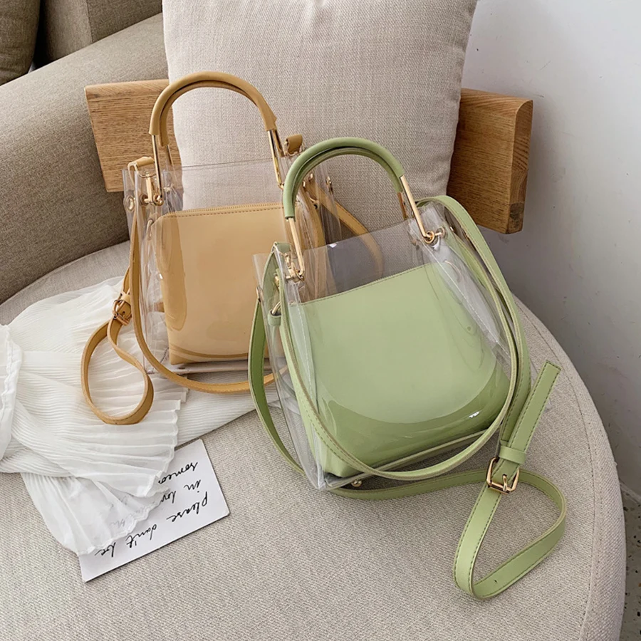 Fashion PVC Transparent Women Shoulder Bag Jelly Candy Summer Beach Handbag for female Messenger Bags Bolsa Totes bucket bag s
Fashion PVC Transparent Women Shoulder Bag Jelly Candy Summer Beach Handbag for female Messenger Bags Bolsa Totes bucket bag s
