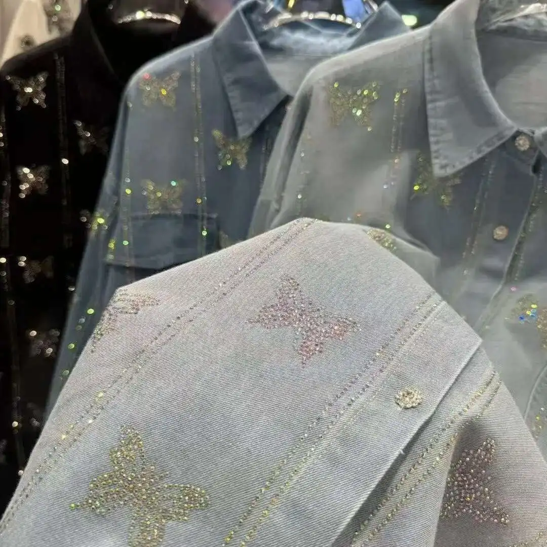 New In Spring 2025 Bg Sequins Hot Drilg Butterfly Loose Casual Shirts Women's Clothing Denim Blouses Camisas
New In Spring 2025 Bg Sequins Hot Drilg Butterfly Loose Casual Shirts Women's Clothing Denim Blouses Camisas