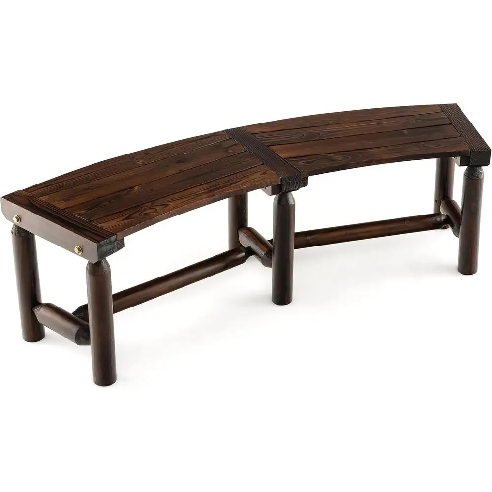 Curved Carbonized Wood Bench, Spacious Slatted Seat, 710 lbs Load, 2-Person Outdoor Patio Furniture
Curved Carbonized Wood Bench, Spacious Slatted Seat, 710 lbs Load, 2-Person Outdoor Patio Furniture