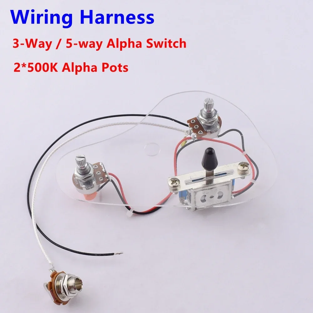 1 Set Electric Guitar HH /HSH Wiring Harness ( 2x 500K Pots + 3-Way/5-Way Switch + Jack )
1 Set Electric Guitar HH /HSH Wiring Harness ( 2x 500K Pots + 3-Way/5-Way Switch + Jack )