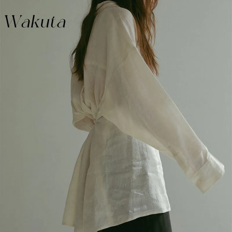 WAKUTA Japanese Spring/Summer New Collection Retro Simple Collar Linen Micro Transparent Shirt Loose Slim Comfortable Top Camisa
WAKUTA Japanese Spring/Summer New Collection Retro Simple Collar Linen Micro Transparent Shirt Loose Slim Comfortable Top Camisa