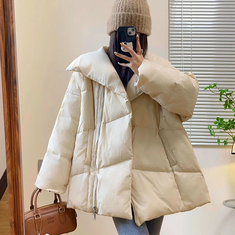 Overcoat Winter Warm Lapel Down Women Cotton Coat 2025 New Fashion Temperament Solid Color Casual Women Cotton-Padded Coat H256
Overcoat Winter Warm Lapel Down Women Cotton Coat 2025 New Fashion Temperament Solid Color Casual Women Cotton-Padded Coat H256