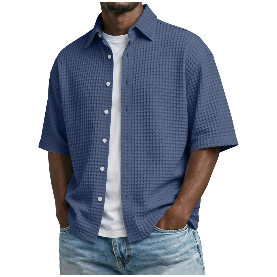 Men's Shirts Summer Short Sleeve Button-Down Shirt Vacation Casual Lapel Collar Tops Solid Color Breathable Loose Fit Shirts
Men's Shirts Summer Short Sleeve Button-Down Shirt Vacation Casual Lapel Collar Tops Solid Color Breathable Loose Fit Shirts