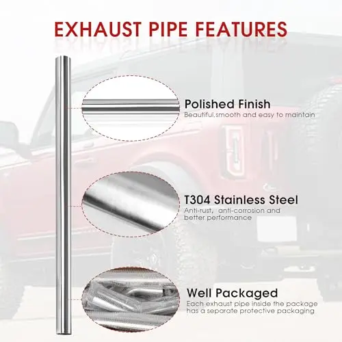 Polished T304 Stainless Steel Straight Exhaust Tubing 2.5 Inch OD 47.3 Inch Length Universal Fit 2 Pack
Polished T304 Stainless Steel Straight Exhaust Tubing 2.5 Inch OD 47.3 Inch Length Universal Fit 2 Pack