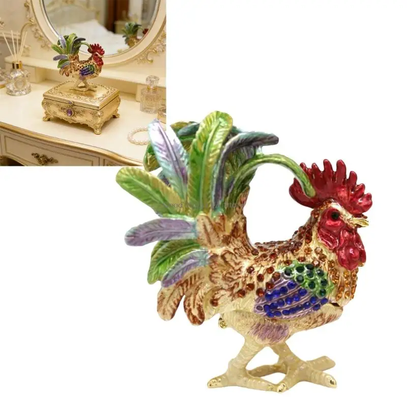 Exquisite Alloy Rooster Shaped Trinket Box With Crystal And Enamel Jewelry Organiser Storage Container
Exquisite Alloy Rooster Shaped Trinket Box With Crystal And Enamel Jewelry Organiser Storage Container