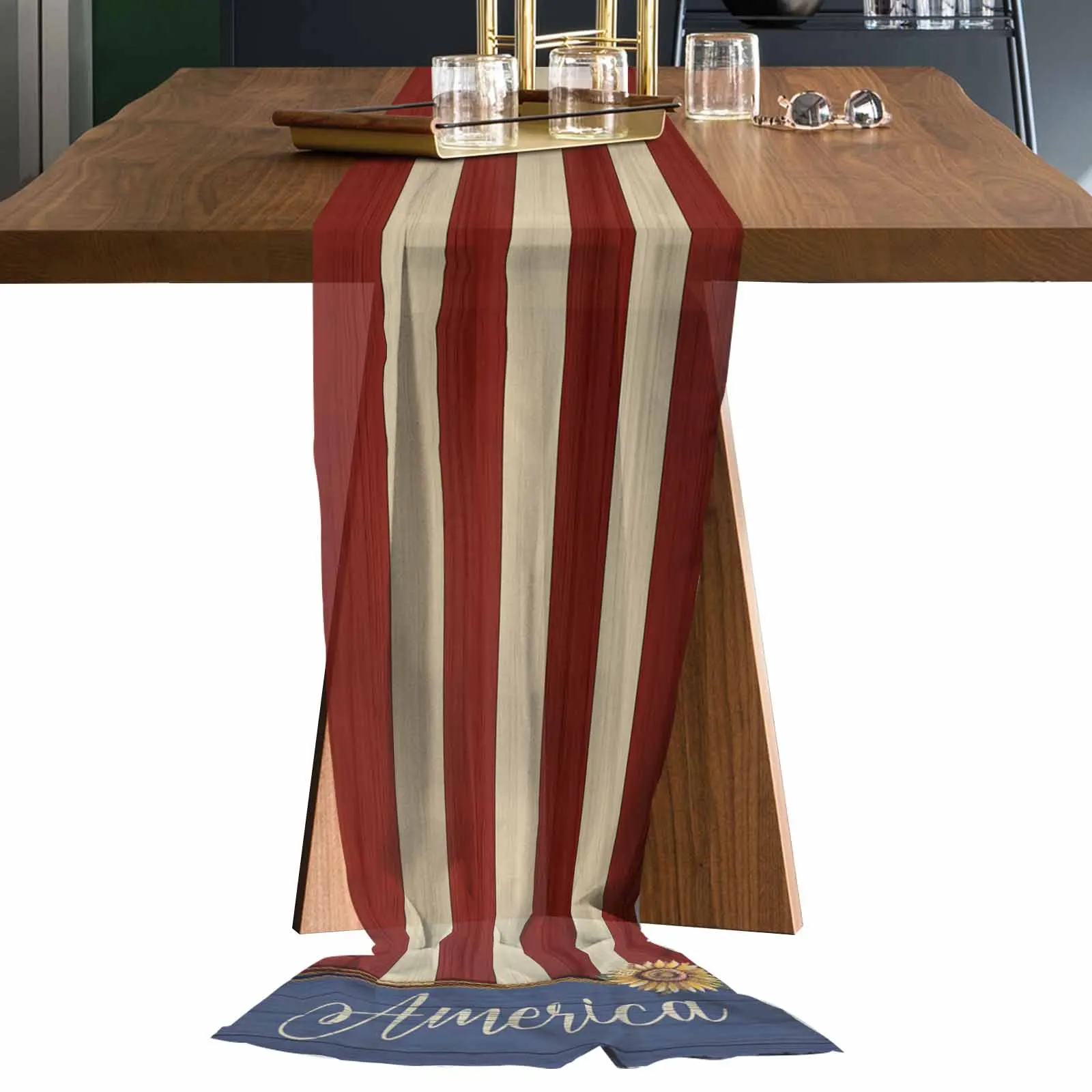 Retro Usa Flag Stripes Sheer Chiffon Table Runner Wedding Party Birthday Tulle Voile Tablecloth
Retro Usa Flag Stripes Sheer Chiffon Table Runner Wedding Party Birthday Tulle Voile Tablecloth